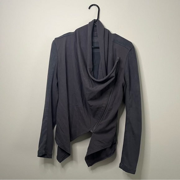 Blank NYC Women's XS Faux Suede Jacket Gray Zippered Drape Front Asymmetrical - Picture 1 of 10